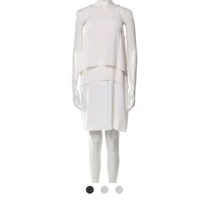 Tibi White silk layered mini dress. Size 6